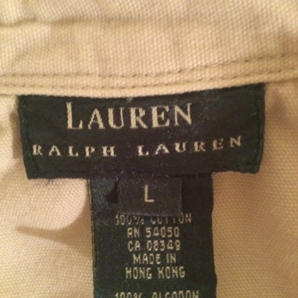 Vintage Lauren Ralph Lauren Khaki 100% Cotton Utility Field Long Sleeve Shirt - Picture 2 of 10